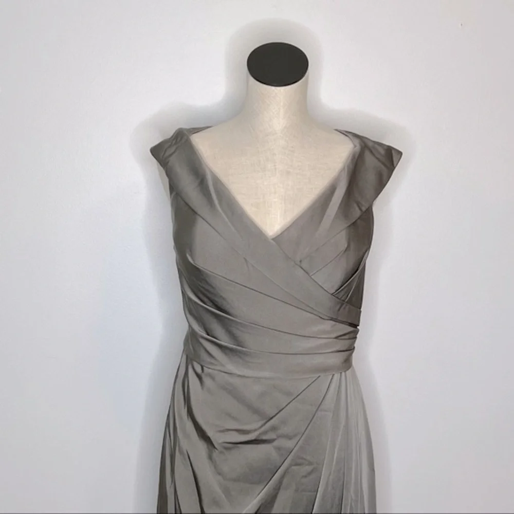La Femme dress 25206 Pewter surplice off the shoulder column Gown 12 - Picture 4 of 9